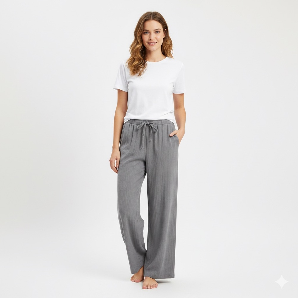 American Eagle Outfitters Gray Stretch Wide Leg Pants Size M